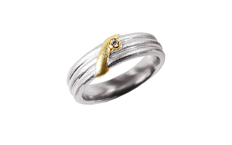 12940-Ring, Silber 925 mit Gold 750 und Brillant