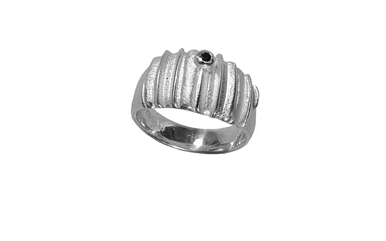 32038-Ring, Silber 925 mit schwarzem Brillant