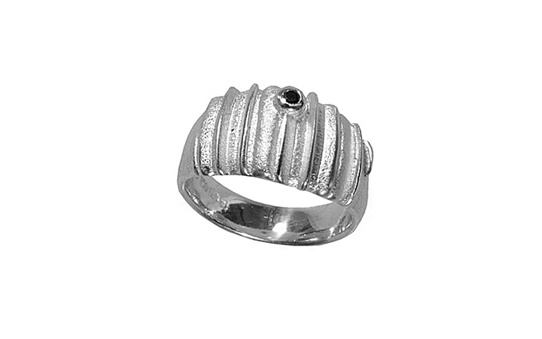 32038-Ring, Silber 925 mit schwarzem Brillant