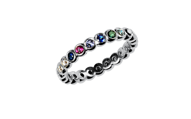 43167-Ring, Gold 750 mit Brillanten und Edelsteinen