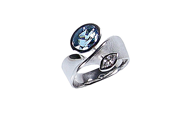 45185-Ring, Weissgold 750 mit Brillant und Aquamarin