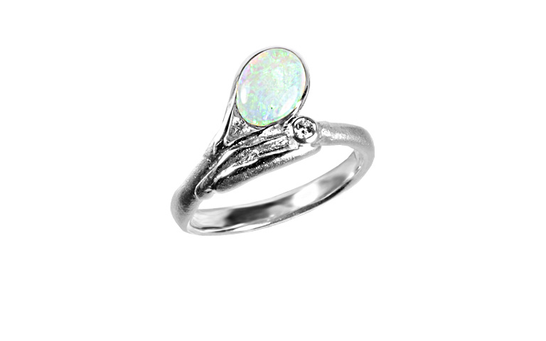 45359-Ring, Weissgold 750 mit Opal und Brillant
