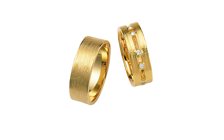 02255+02297-Trauringe, Gold 750 mit Brillanten