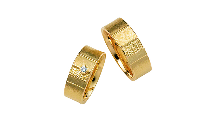 05006+05007-Trauringe, Gold 750, mit Brillant