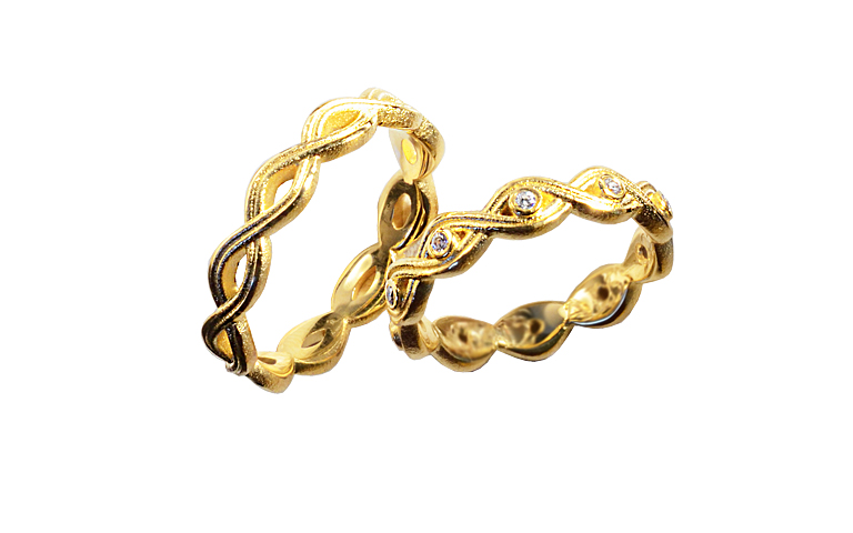 05411+05412-Trauringe, Gold 750 mit Brillanten