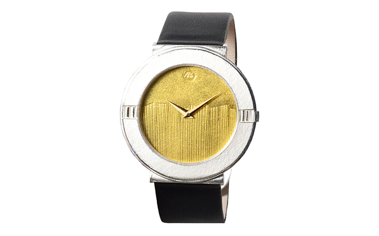 16218-Uhr, Silber 925 mit Gold 750, Ziffernblatt Feingold