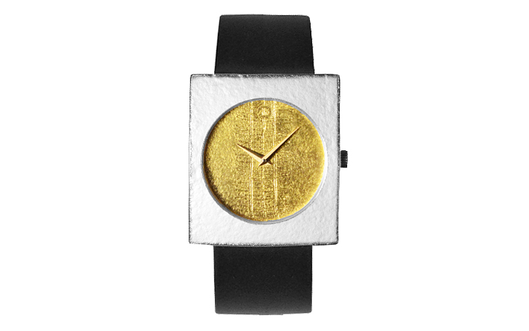 16224-Uhr, Silber 925 mit Gold 750, Ziffernblatt Feingold