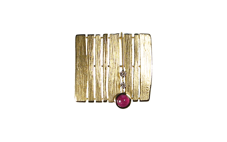 00449-brooch gold 750, garnet, brillant