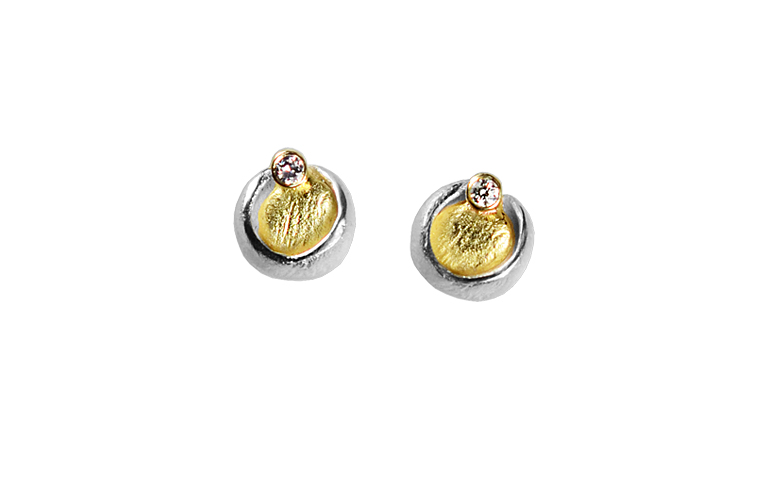 15129-earrings, 925 silver, gold 750 with brillants