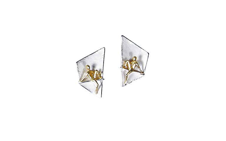 15331-earrings, silver 925 and gold 750