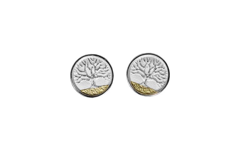 15446-earring, silver 925 with gold 750