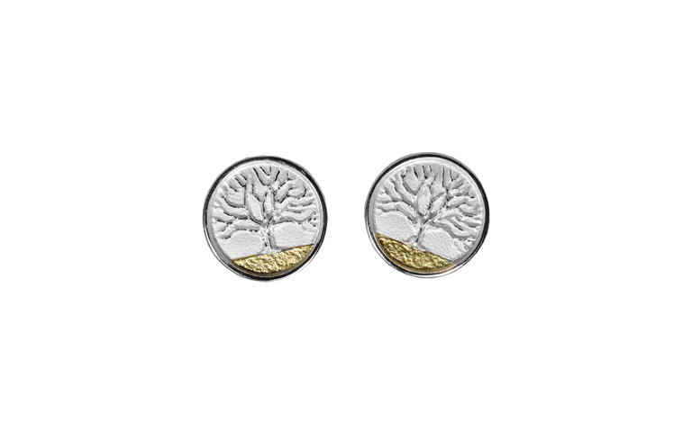 15446-earring, silver 925 with gold 750