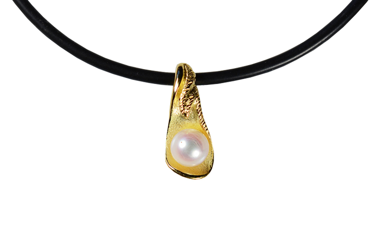 01135-necklace, silver 925 with gold 750 and pearl