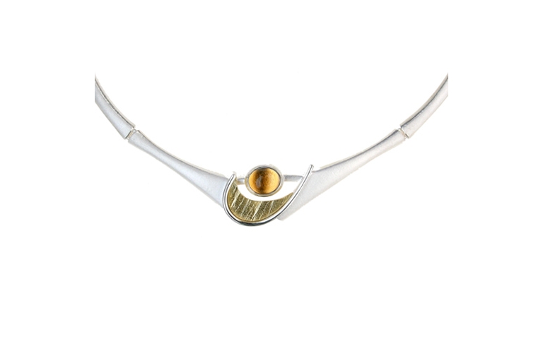 11581-necklace, gold 750, silver 925, citrine 10x8 oval