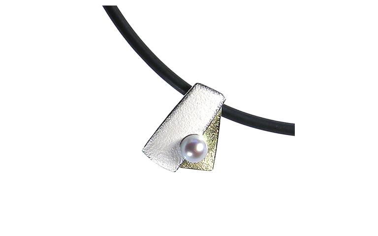 11587-necklace, silver 925, gold 750 with pearl