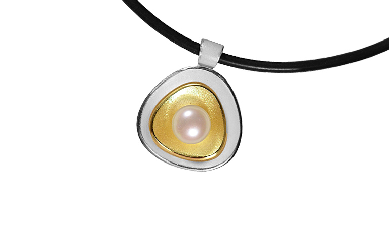 11618-necklace, silver 925 with gold 750 and pearl