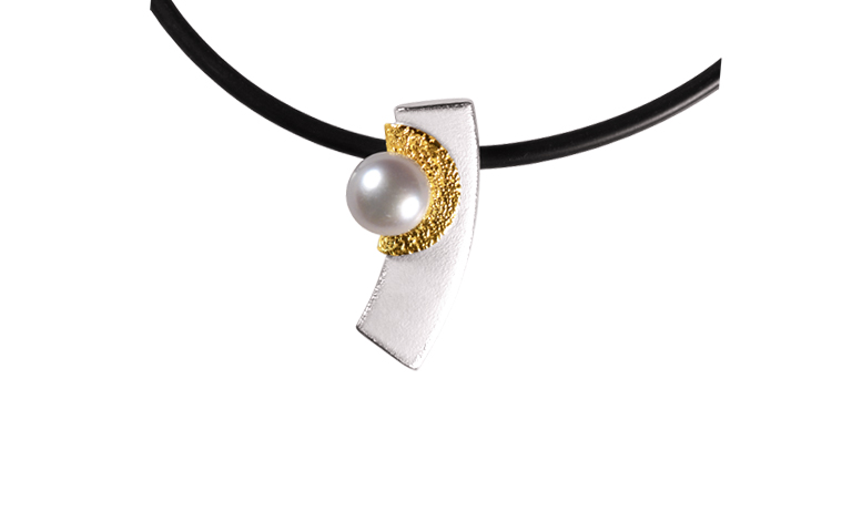 11645-necklace, silver 925 and gold 750 and pearl