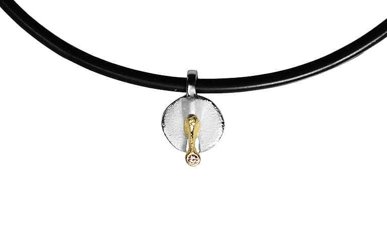 11681-necklace, silver 925 with gold 750 and brillant