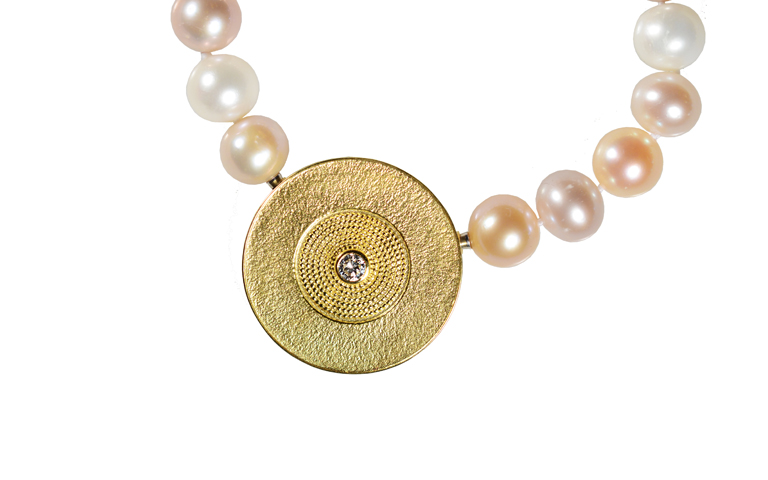 09019-pearl-clasp, gold 750 with brillant
