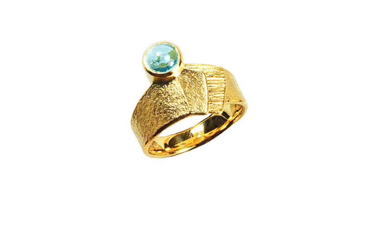 05089-ring, gold 750 with aquamarine