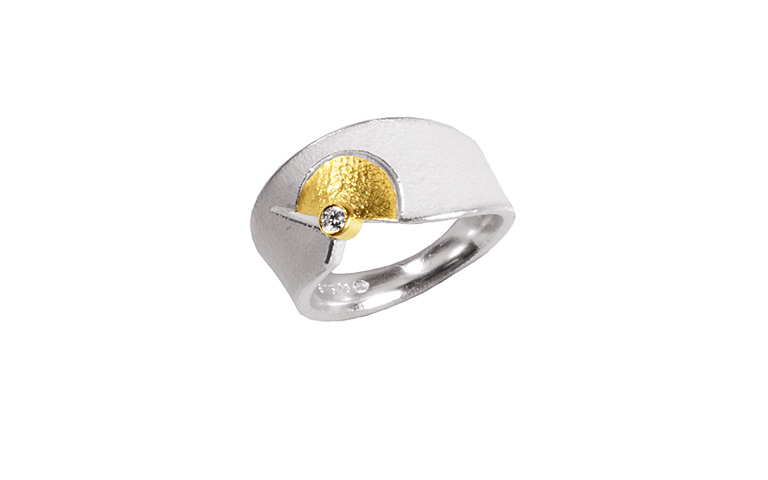 12650-ring, silver 925 with gold 750 and brillant