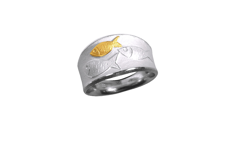 12711-ring, silver 925 with gold 750