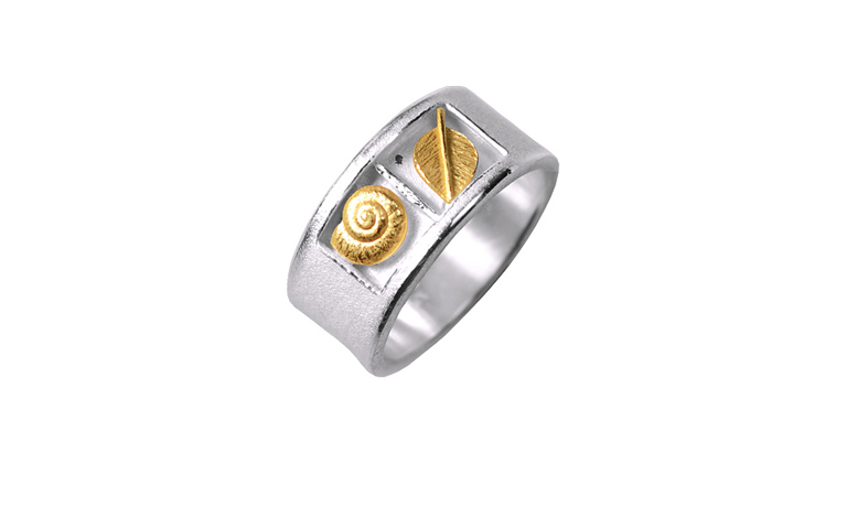 12729-ring, silver 925 with gold 750