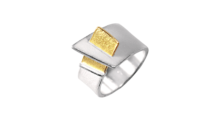 12816-ring, silver 925 with gold 750