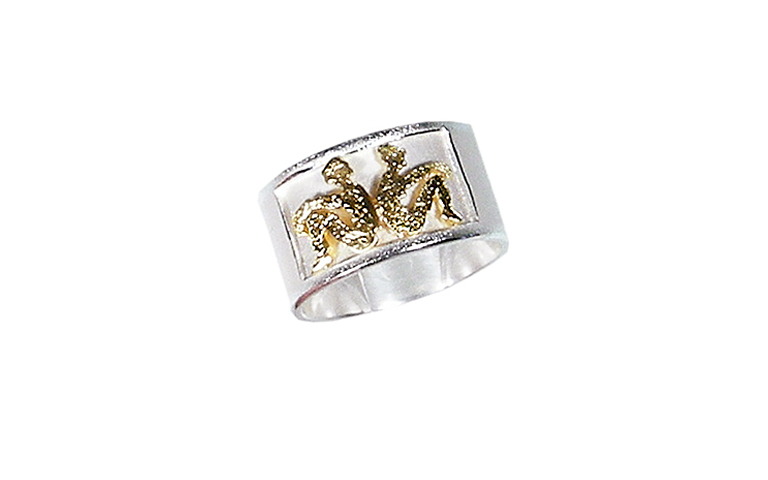 12825-ring, silver 925 with gold 750