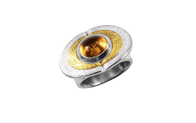 12830-ring, silver 925 with gold 750 and citrin