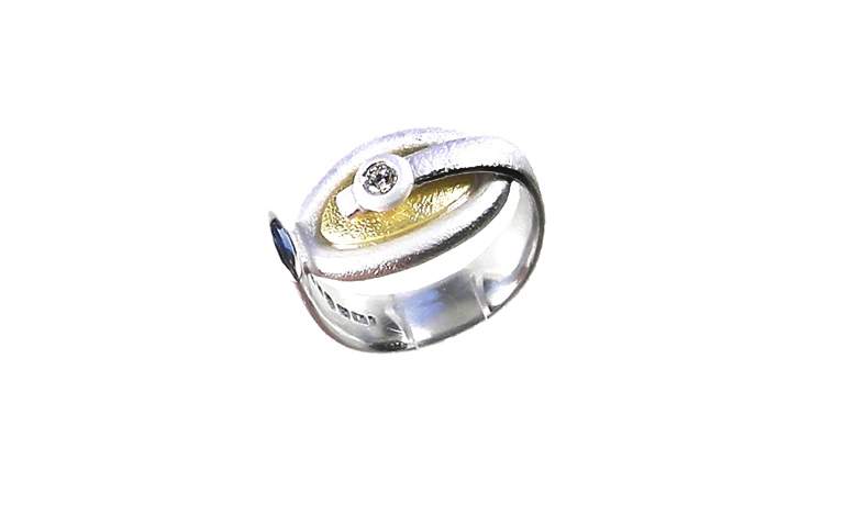 12844-ring, silver 925, gold 750, brillant