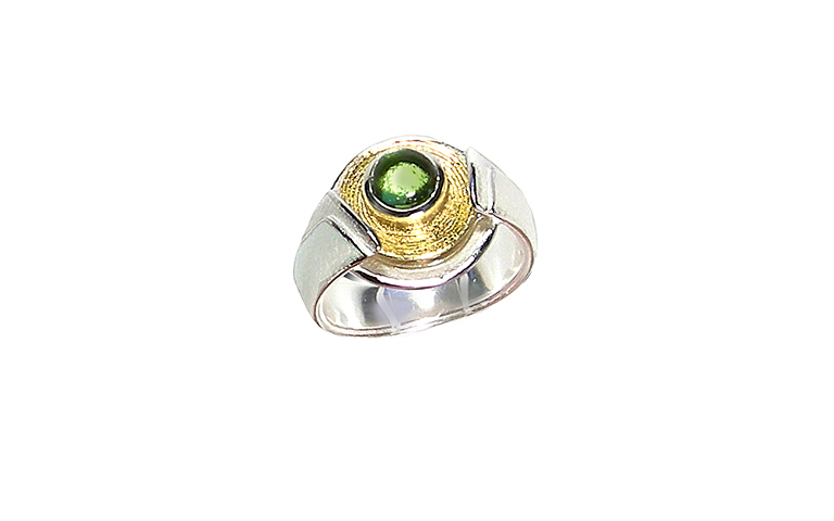 12850-ring, silver 925 with gold 750 and peridot