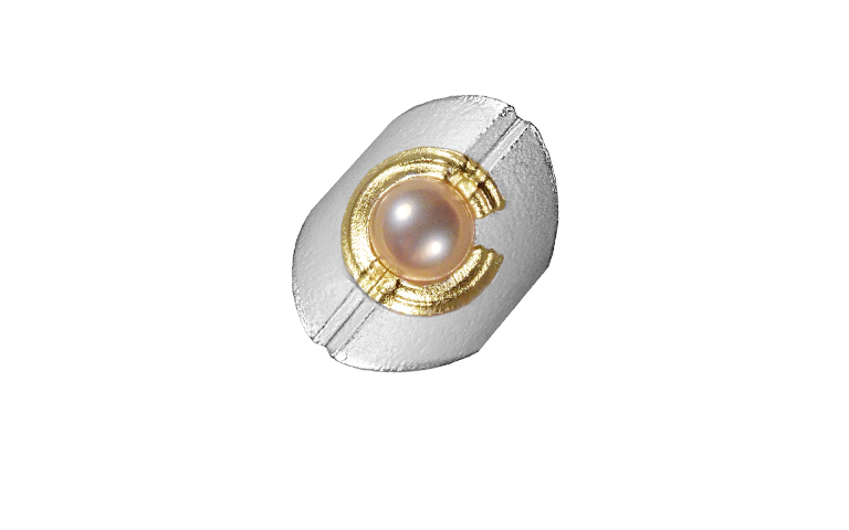 12856-ring, silver 925 with gold 750 and pearl