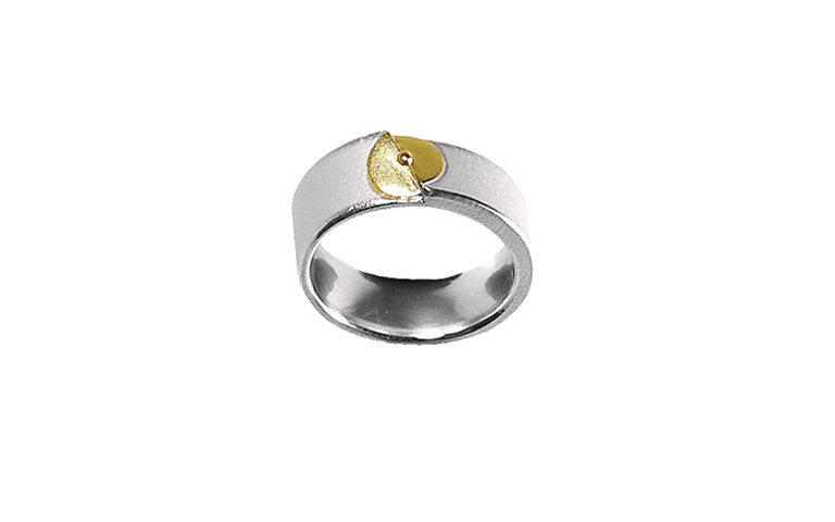12862-ring, silver 925 with gold 750