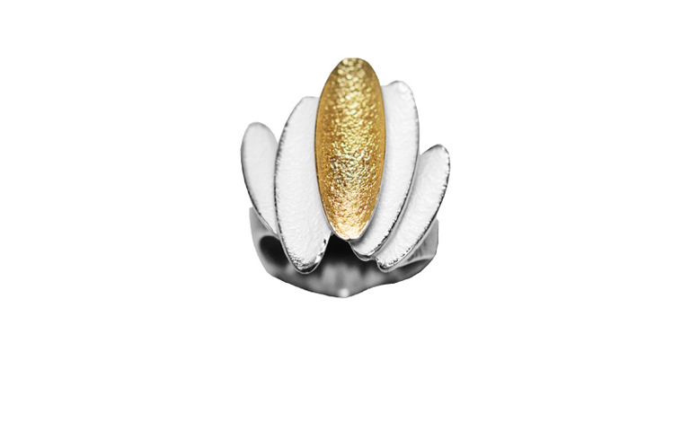 12863-ring, silver 925 with gold 750