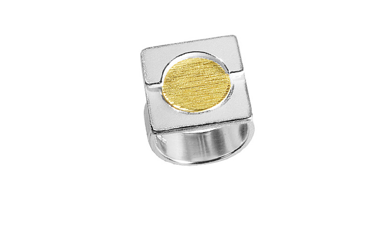 12867-ring, silver 925 with gold 750