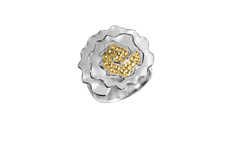 12870-ring, silver 925 with gold 750