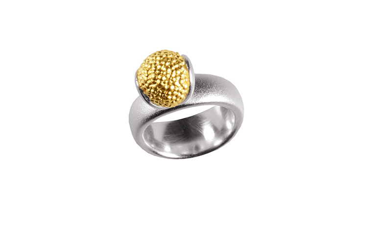 12872-ring, silver 925 with gold 750