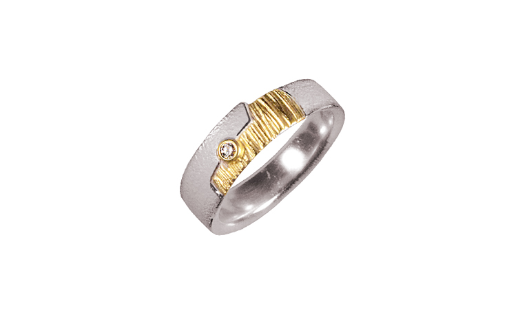 12880-ring, silver 925 and gold 750 with brillantt