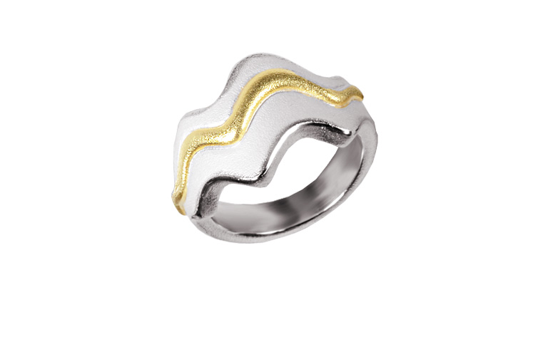 12905-ring, silver 925 with gold 750