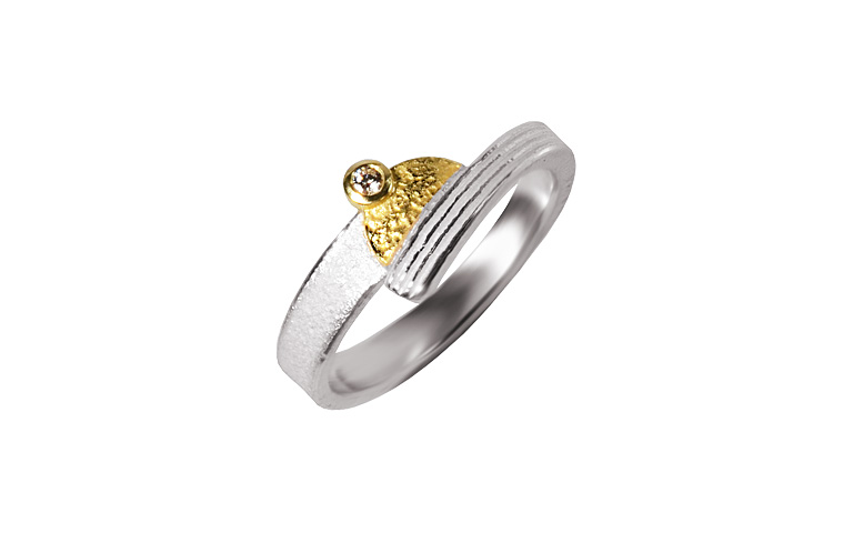 12923-ring, silver 925 with gold 750 and brillant