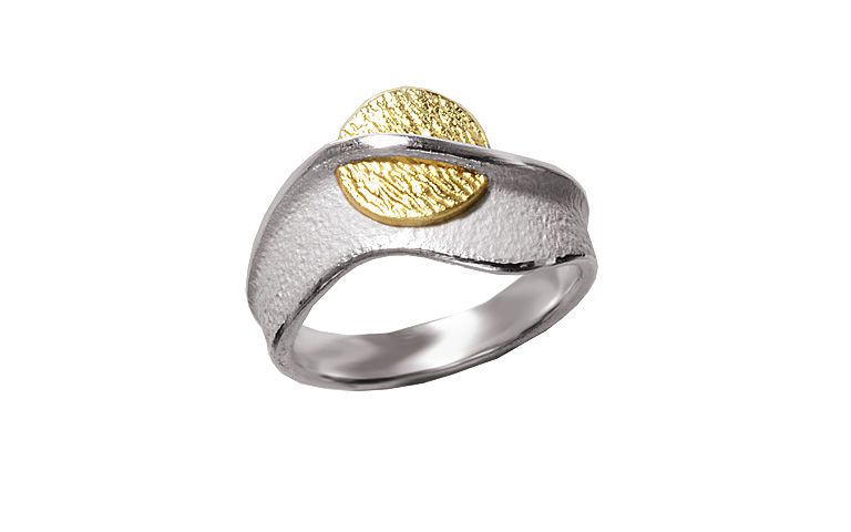 12927-ring, silver 925 with gold 75