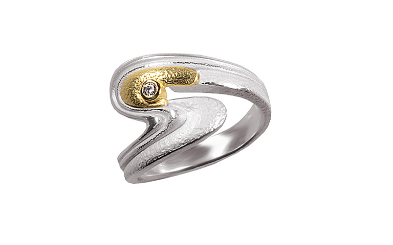 12933-ring, silver 925 with gold 750 and brillant