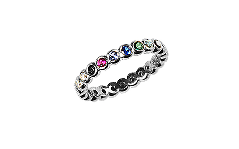43167-ring, gold 750 with colored gemstones