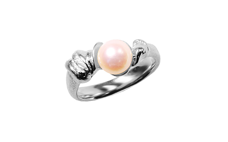 45437-ring, gold 750 with pearl